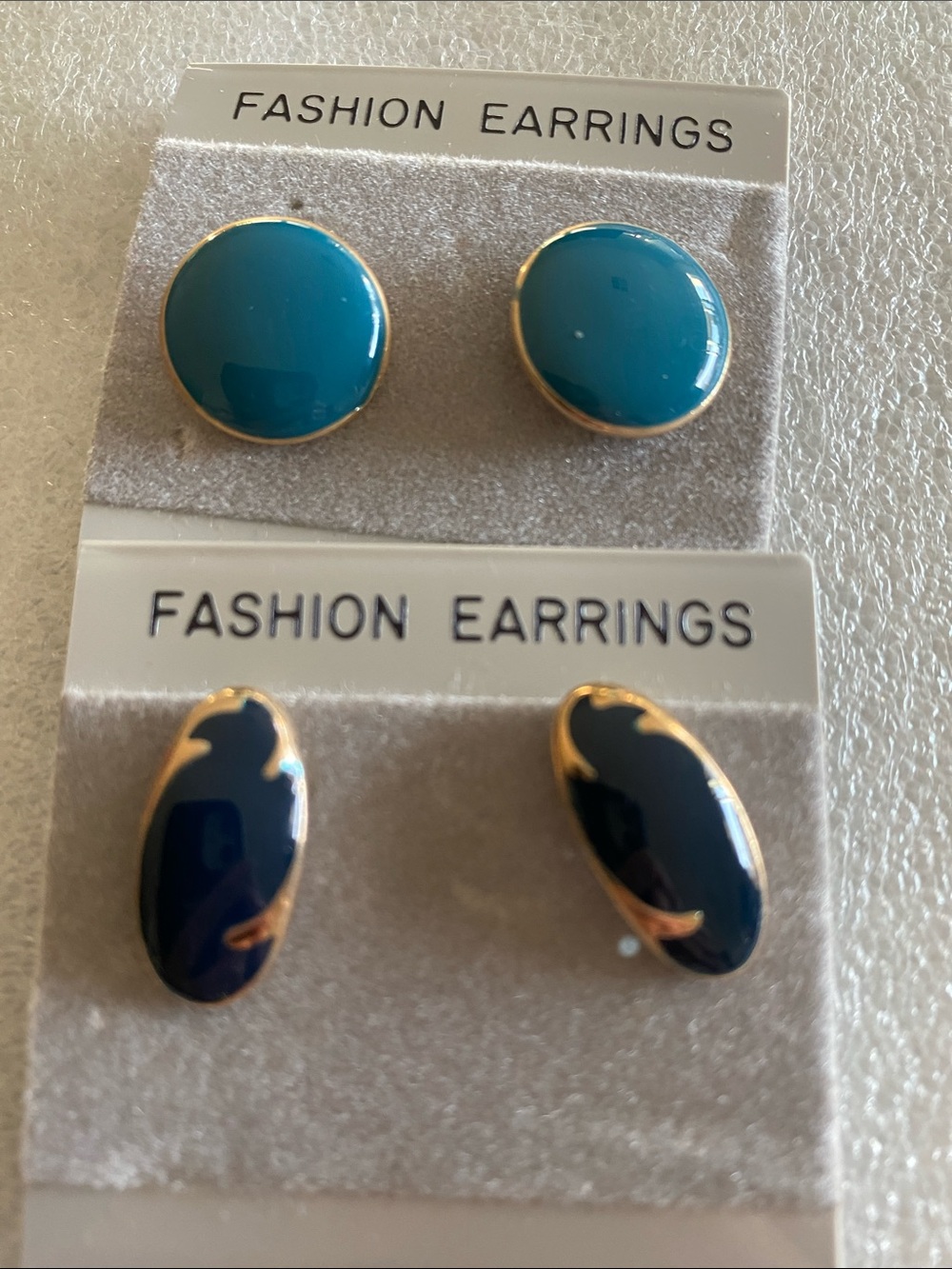 Set - Teal and Navy Gold-Trim Studs